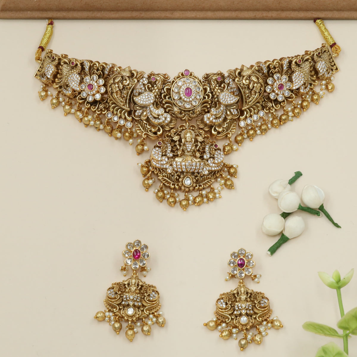 Antique Lakshmi Choker Set with Floral Panels