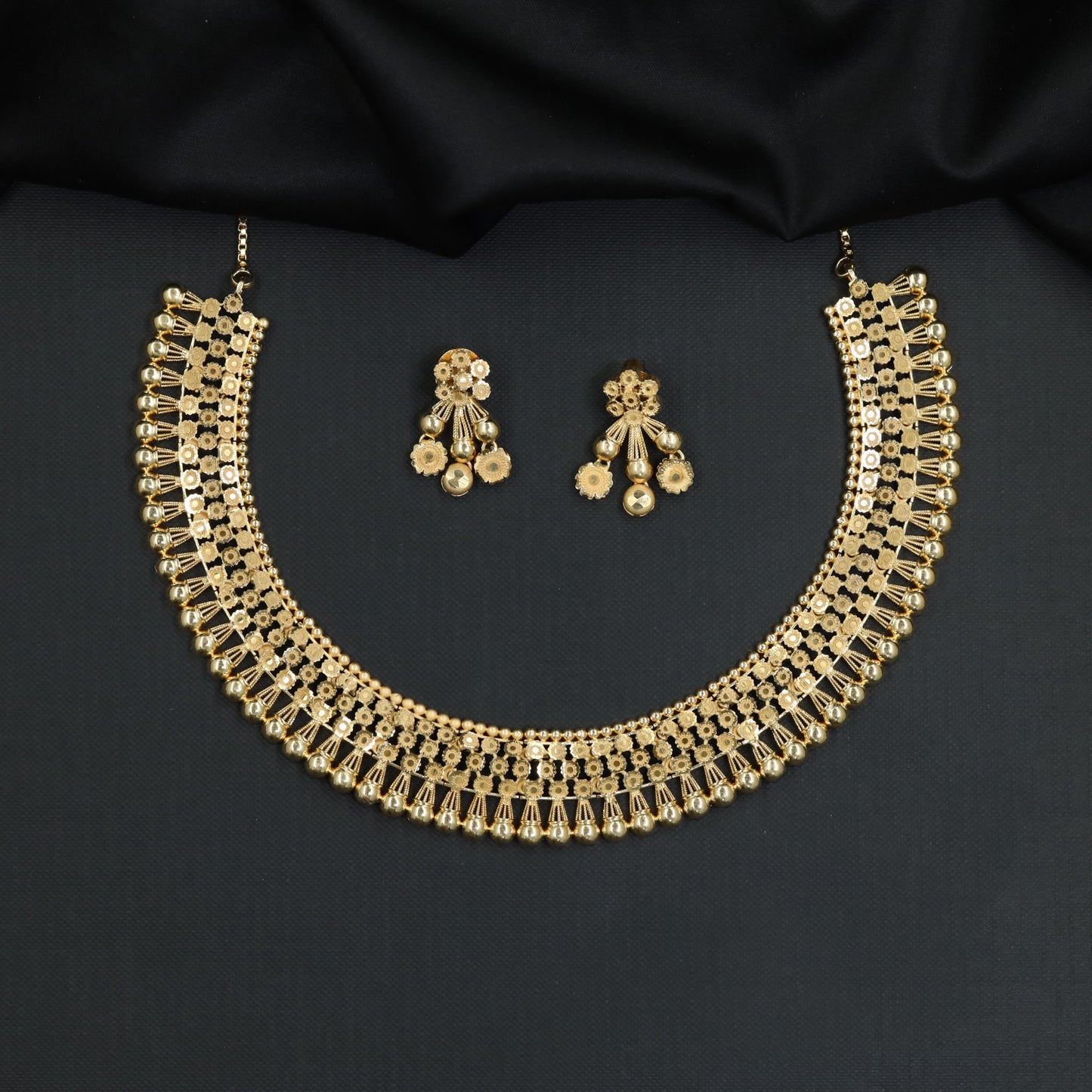 Bridal Forming Necklace paired with matching cluster tassel earrings