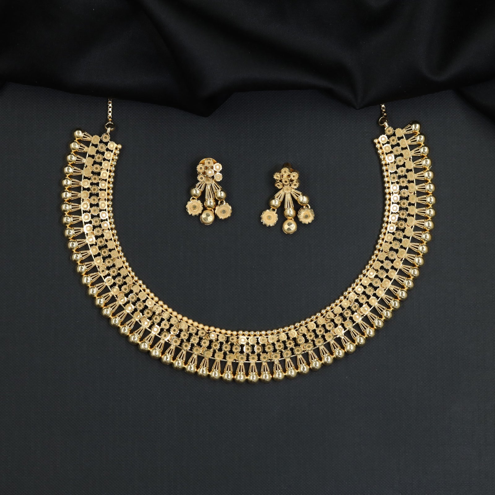 Bridal Forming Necklace paired with matching cluster tassel earrings