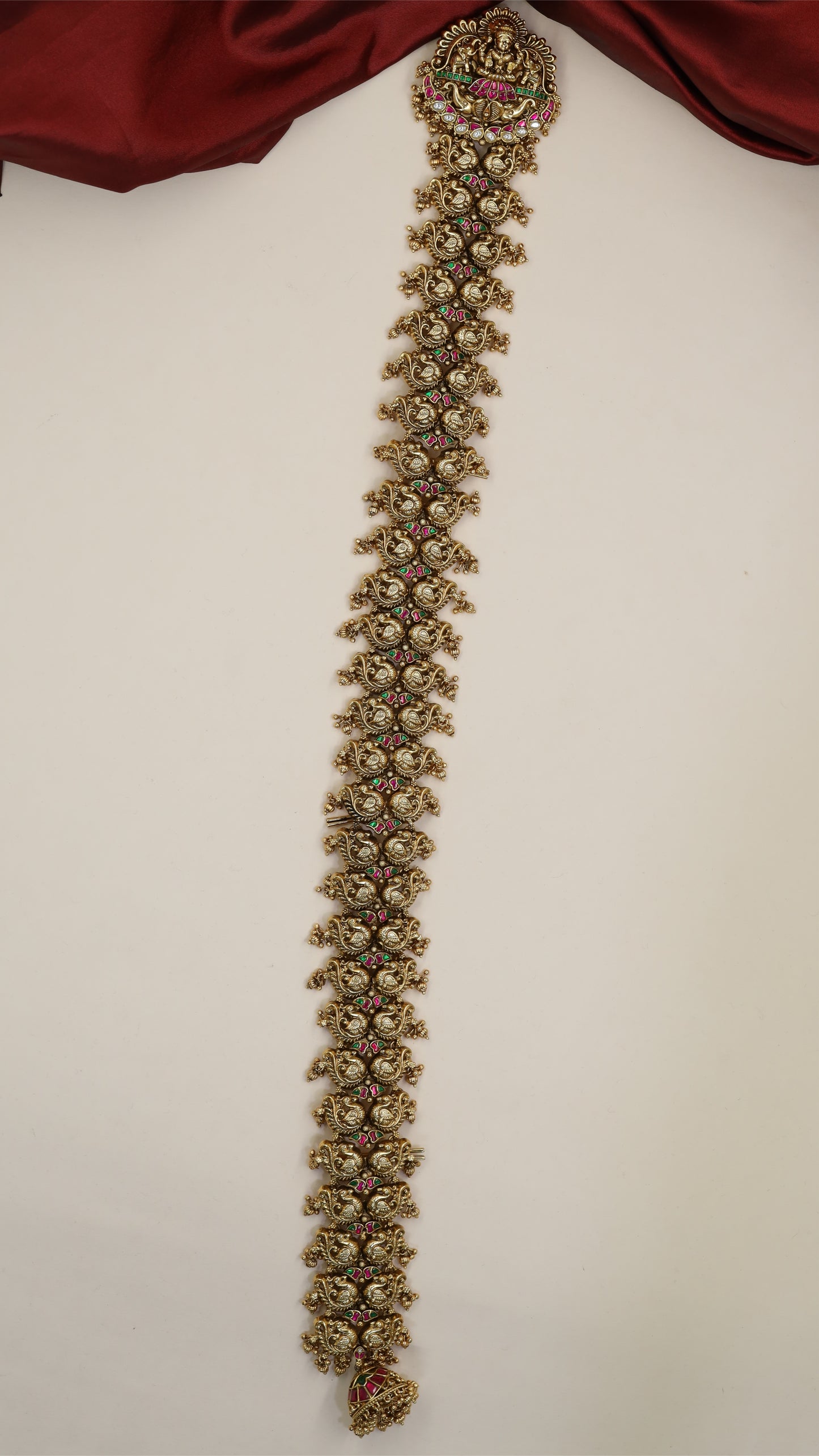 Distinctive Lakshmi Antique Long Jade with Repeating Ornamental Links