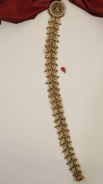 Lakshmi Antique Long Jade with Ornate Medallion and Floral Links