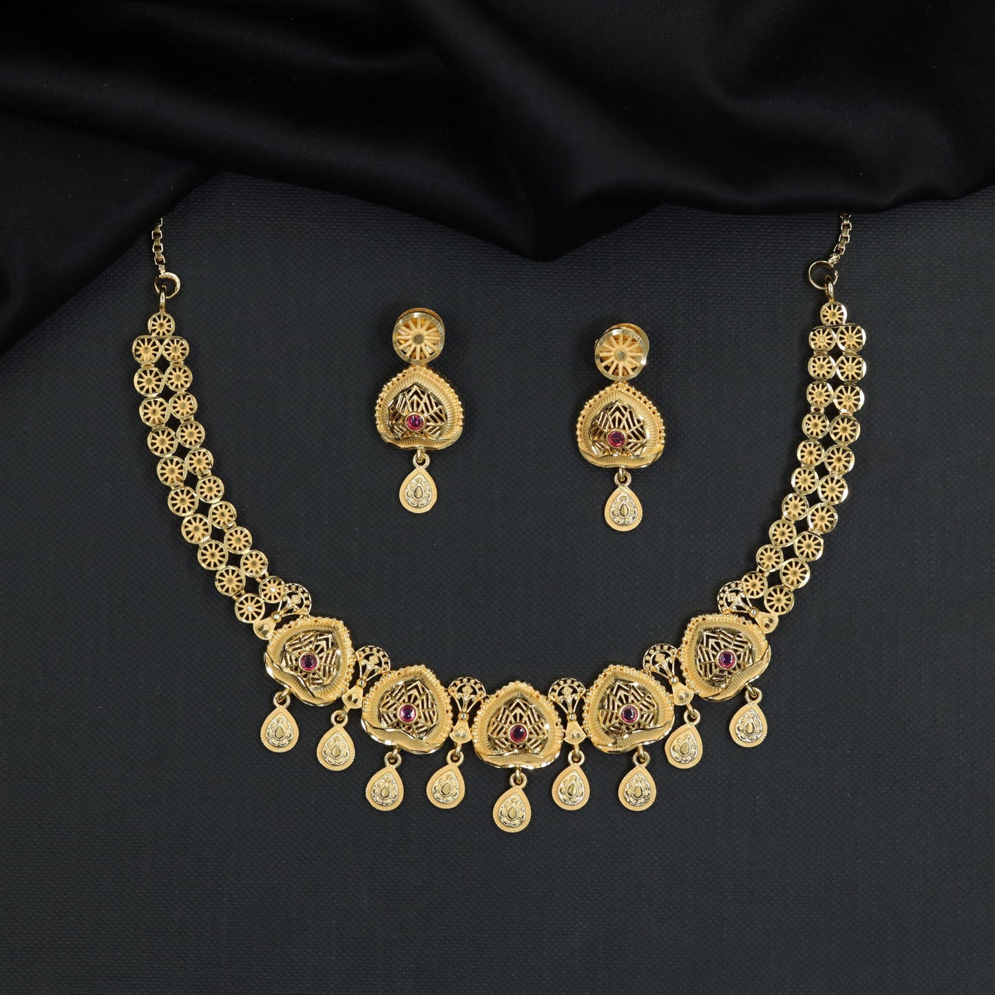 Traditional festive Forming Necklace with dangling charm drops