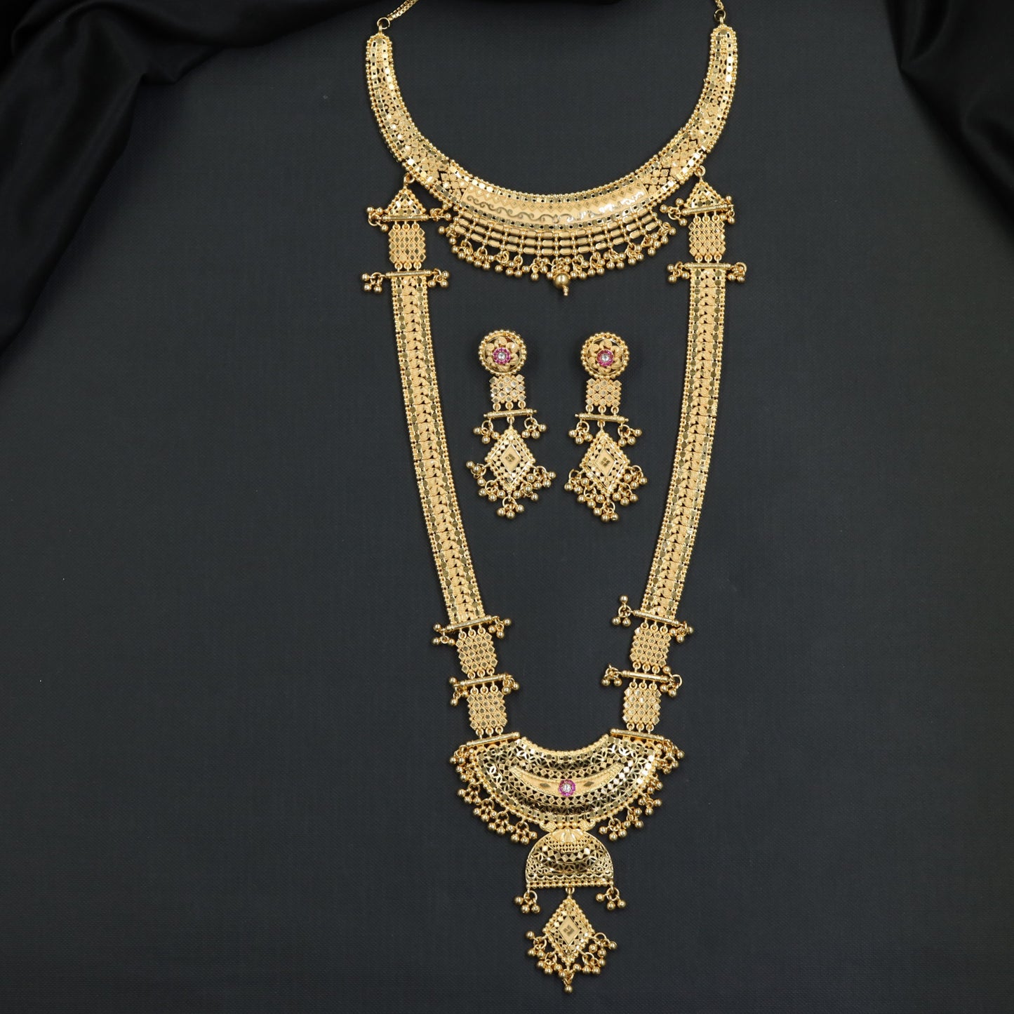 Grand Crescent Forming Long Haara with Decorative Hanging Drops