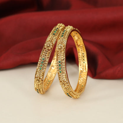Antique Bangles with Floral Rosettes, Scrollwork and Intricate Granulated Detailing