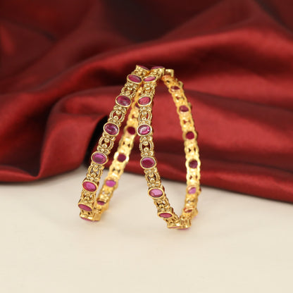 Heritage Antique Bangles with intricate openwork and repeating oval elements