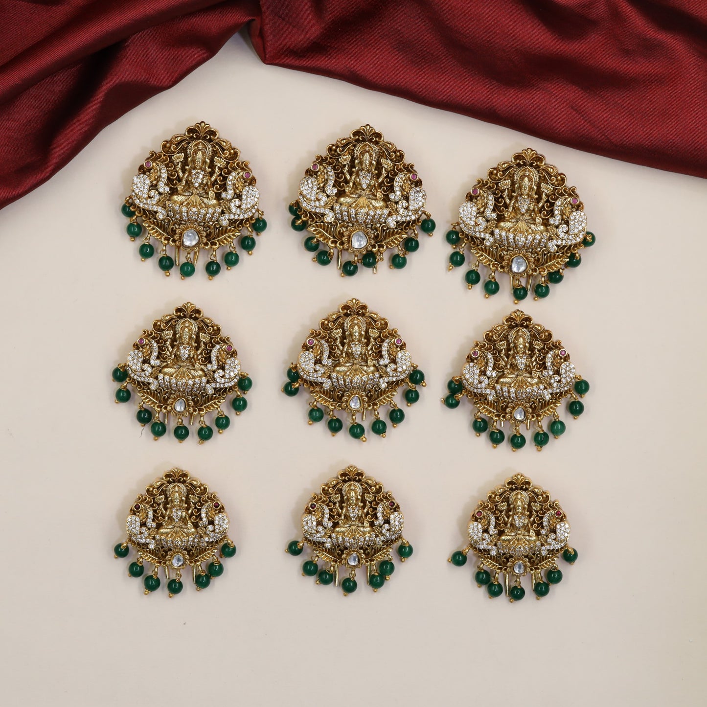 Premium Lakshmi Antique Bille with peacock accents and intricate dropwork