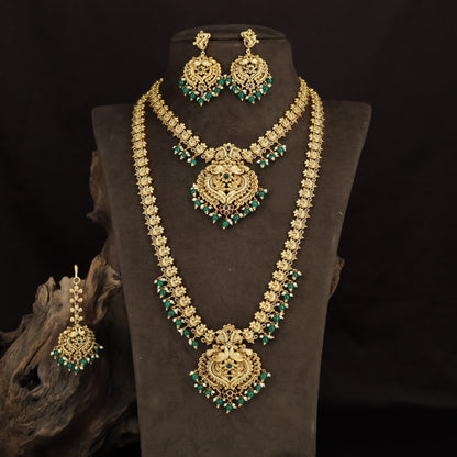 Floral Antique Combo Set with ornate pendants and bead detailing