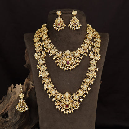 Lakshmi Floral Antique Combo Set with ornate pendants and intricate linkwork