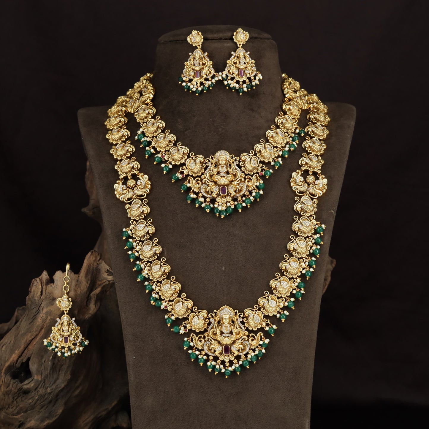Lakshmi Floral Antique Combo Set with ornate pendants and intricate linkwork