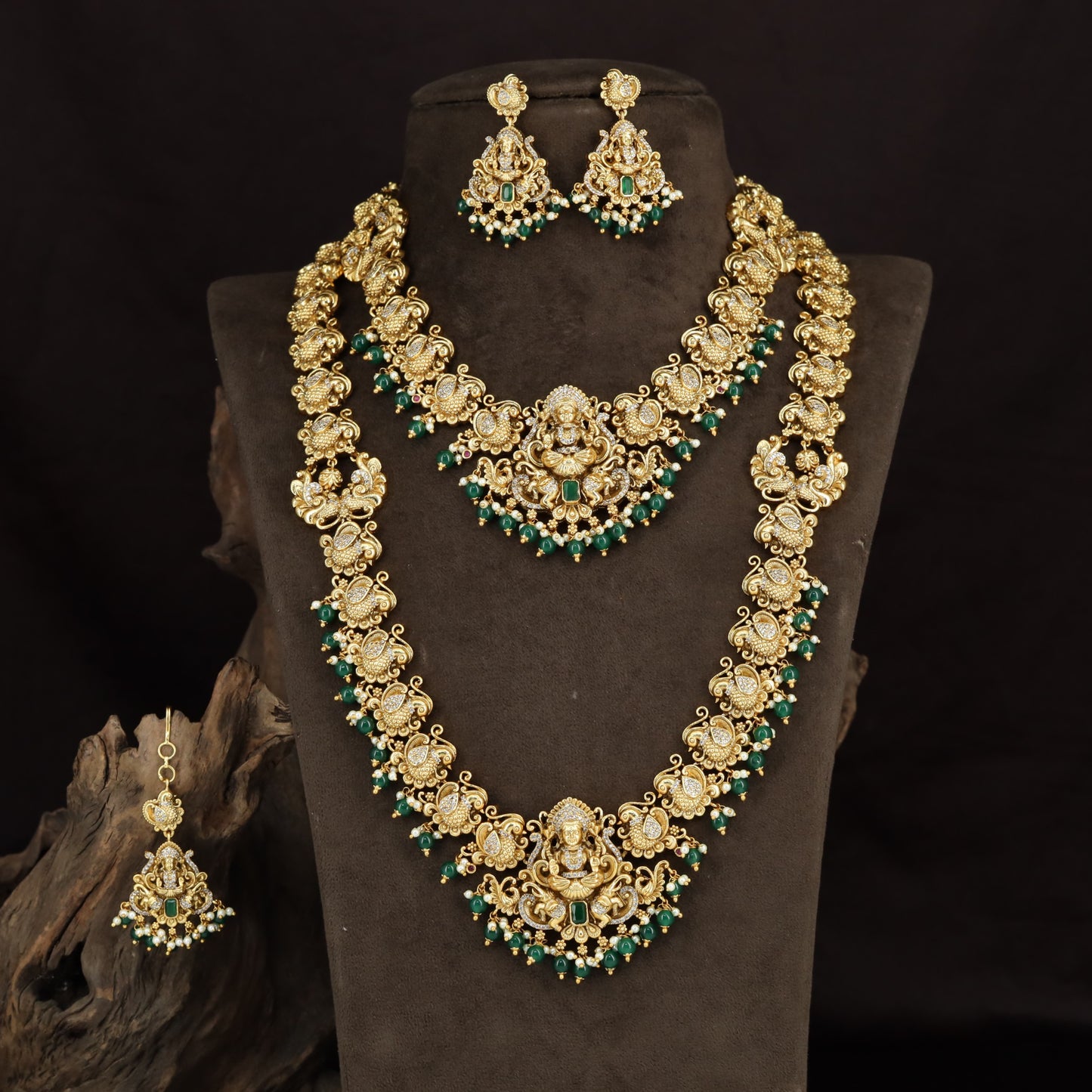 Lakshmi Floral Antique Combo Set with ornate pendants and intricate linkwork