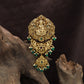 Classic Lakshmi Antique Jade Bille with curved scrolls and suspended beadwork