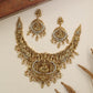 Traditional Antique Necklace featuring devotional panels and an elaborate Lakshmi pendant