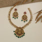 Lakshmi Antique Necklace with floral links and jade bead drops