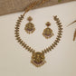 Lakshmi Floral Antique Necklace with sculpted links and pendant drops
