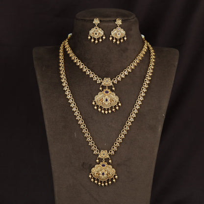 Decorative Antique Combo Set with filigree medallions and coordinated earrings