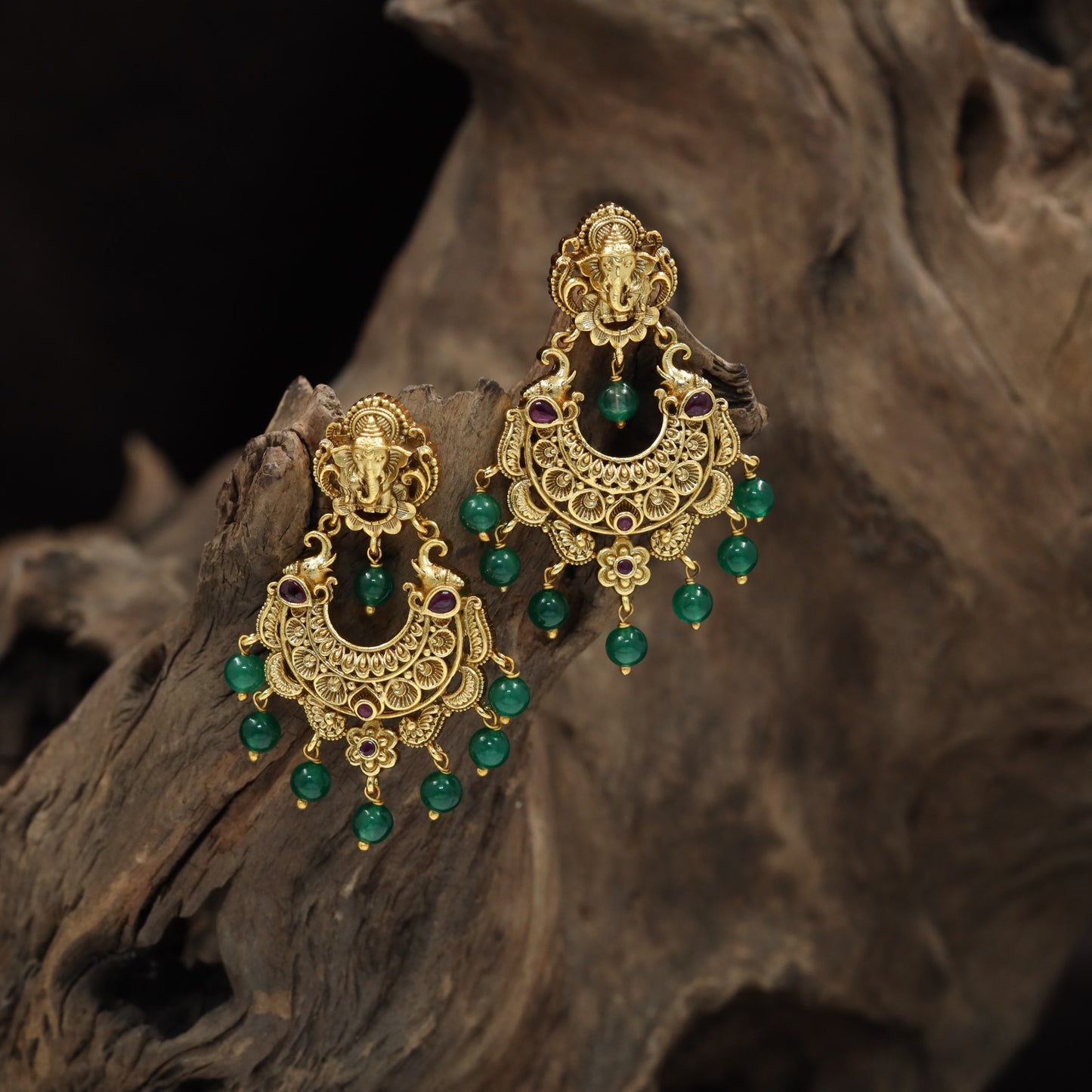 Devotional Antique Hangings with Ganesha detailing and suspended bead accents