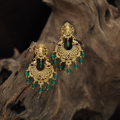 Devotional Antique Hangings with Ganesha detailing and suspended bead accents