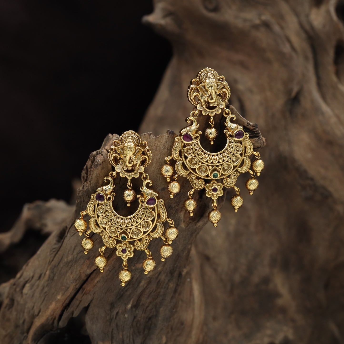Devotional Antique Hangings with Ganesha detailing and suspended bead accents
