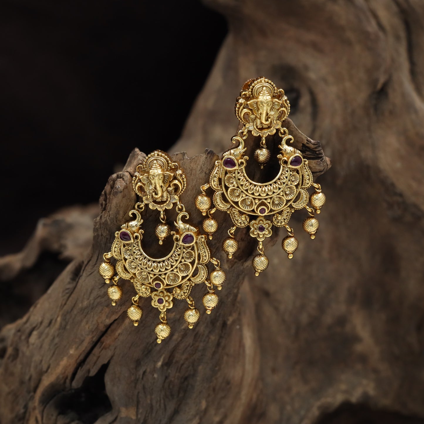 Devotional Antique Hangings with Ganesha detailing and suspended bead accents
