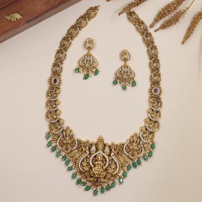 Antique Necklace with Lakshmi Centrepiece, Medallion Links and Decorative Drops