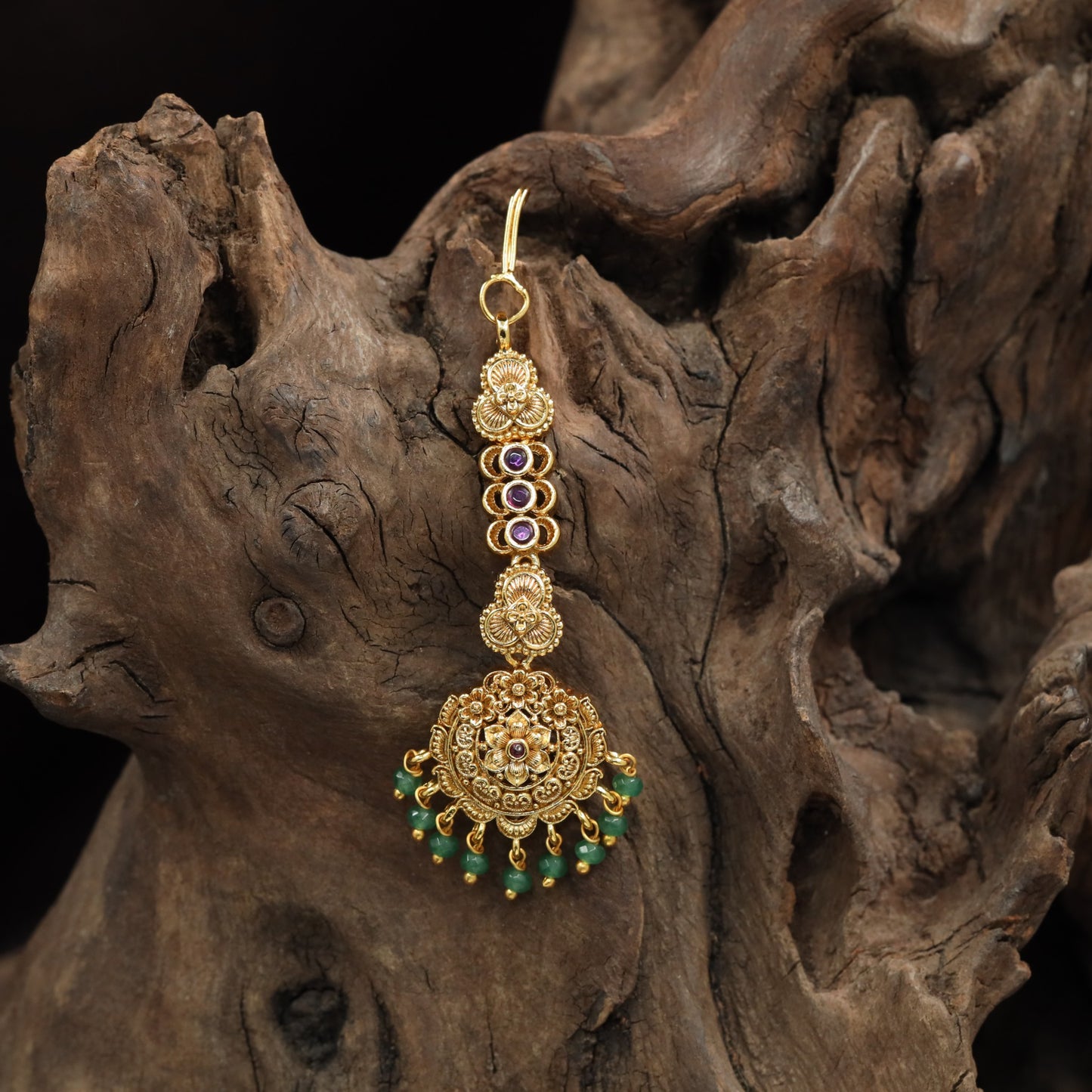 Traditional Antique Tikkas featuring sculpted circular panels and fine detailing