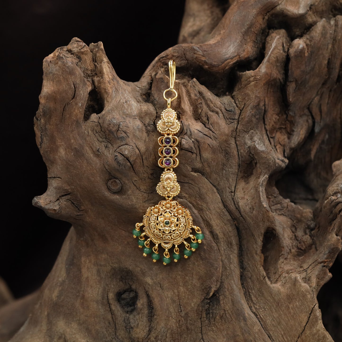 Traditional Antique Tikkas featuring sculpted circular panels and fine detailing