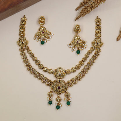 Antique Double-Row Necklace with Circular Linkwork and Framed Centre