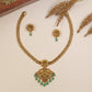 Classic Antique Necklace with Double Beadwork and Curved Pendant Detailing