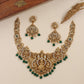Gajalakshmi Necklace with Sculptural Deity Centre and Beaded Lower Edge