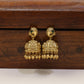 Ganesha Antique Jumkas with Sculpted Elephant Details and Hanging Bead Fringe