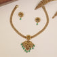 Classic Antique Necklace with Double Beadwork and Curved Pendant Detailing