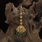 Refined Lakshmi Antique Tikka with peacock flourishes and decorative linkwork
