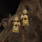 Ornamental Elephant Antique Jumka with floral crest and hanging bead accents