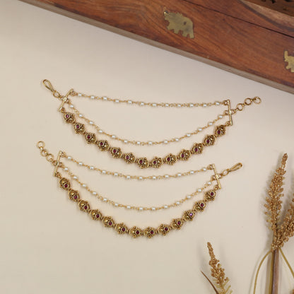 Traditional Matis Adorned With Circular Linkwork And Pearl Accents