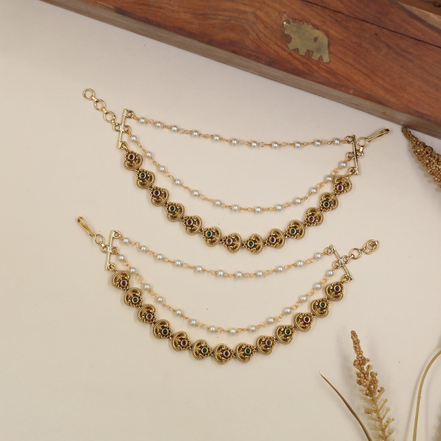 Antique Mati With Intricate Circular Linkwork And Fine Pearl Detailing