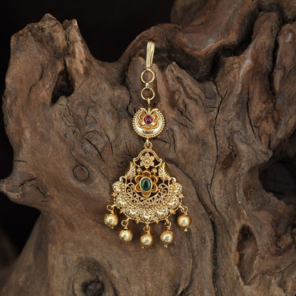 Antique Tikka with Floral Connector & Spherical Drops