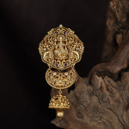 Regal Lakshmi Hanging With Twin Elephant And Floral Scrollwork
