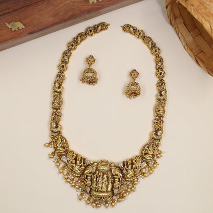 Rama Sita Lakshmana Haara With Sculpted Figures And Decorative Fringe