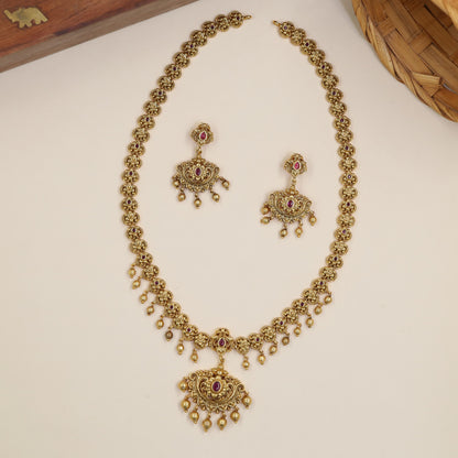 Heritage Inspired Long Haara With Curved Floral Link Construction