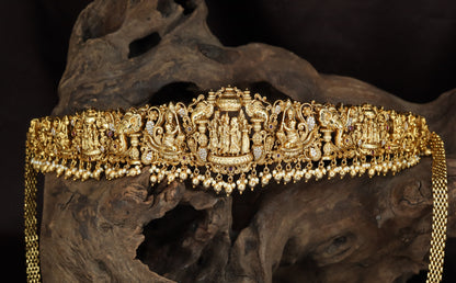 Classical Vaddanam Featuring Rama Sita Lakshmana And Ornamental Drops