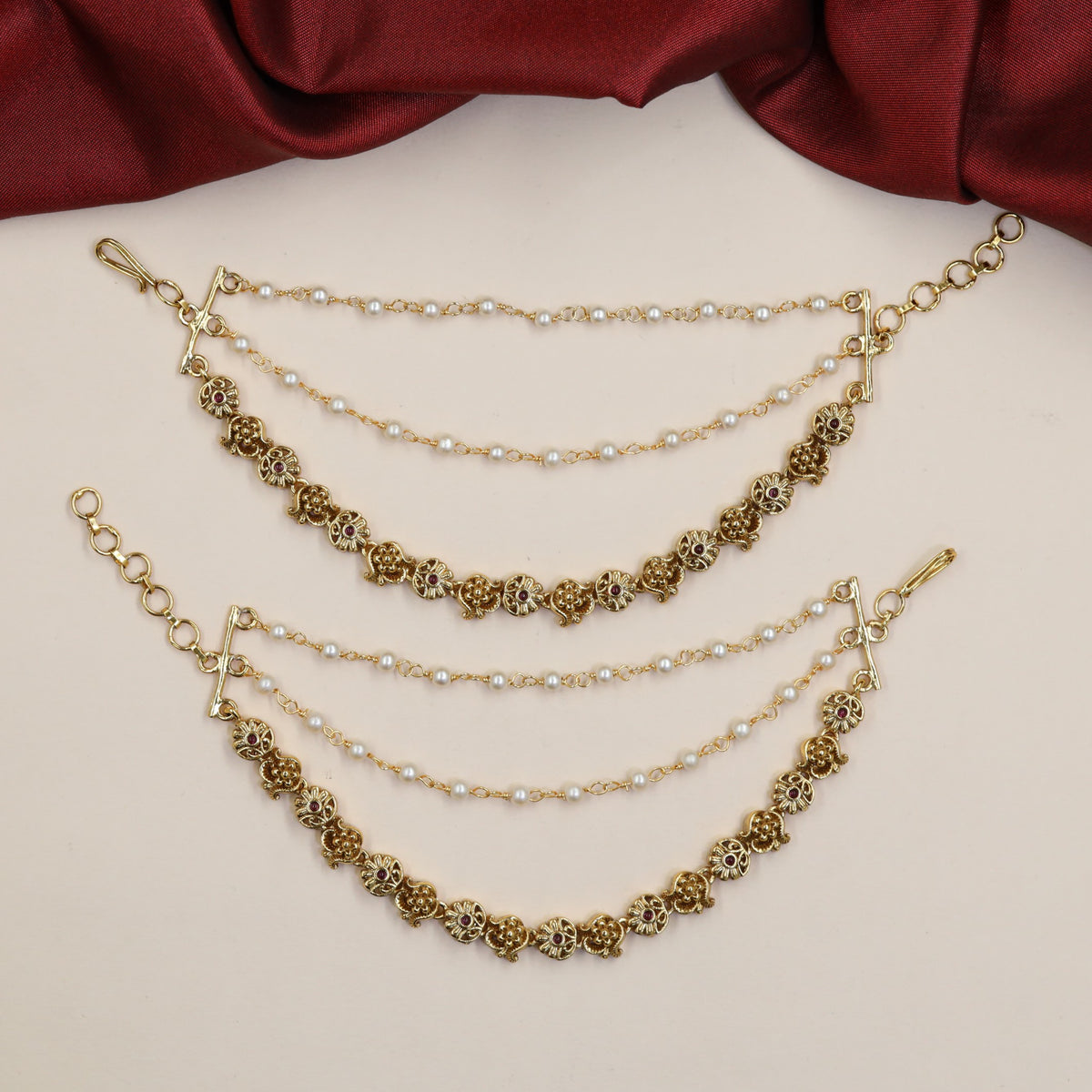 Antique Mati with Floral Medallions & Pearl Strands