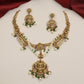 Temple Inspired Antique Lakshmi Necklace with Double Pearl Strands