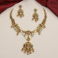 Temple Inspired Antique Lakshmi Necklace with Double Pearl Strands