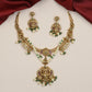 Temple Inspired Antique Lakshmi Necklace with Double Pearl Strands