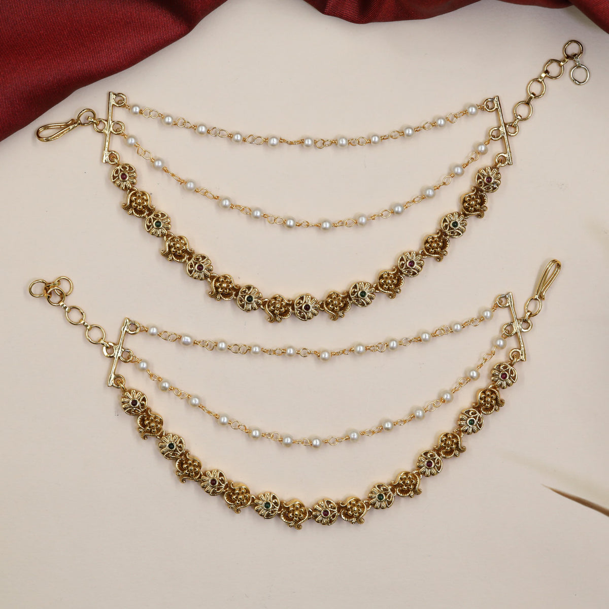 Antique Mati with Floral Medallions & Pearl Strands