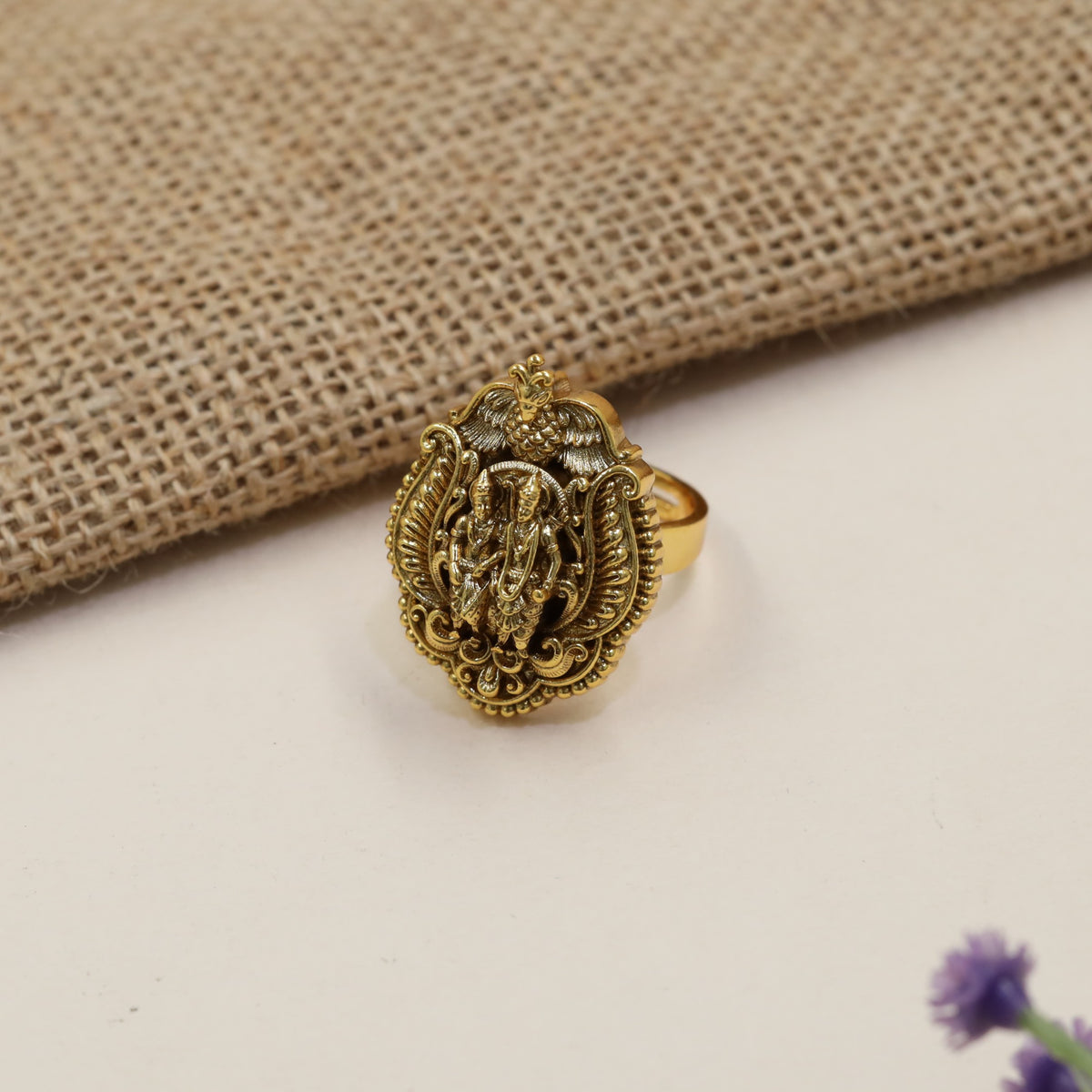 Antique Rama Lakshmana Ring with Ornate Frame