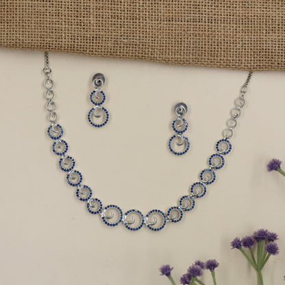 Rhodium Necklace Set with Circular & Spiral Links