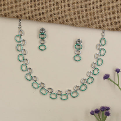 Rhodium Necklace Set with Oval & Circular Links
