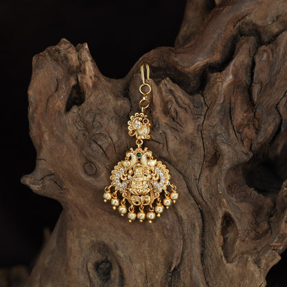 Antique Lakshmi Tikka with Circular Links & Drop Fringe