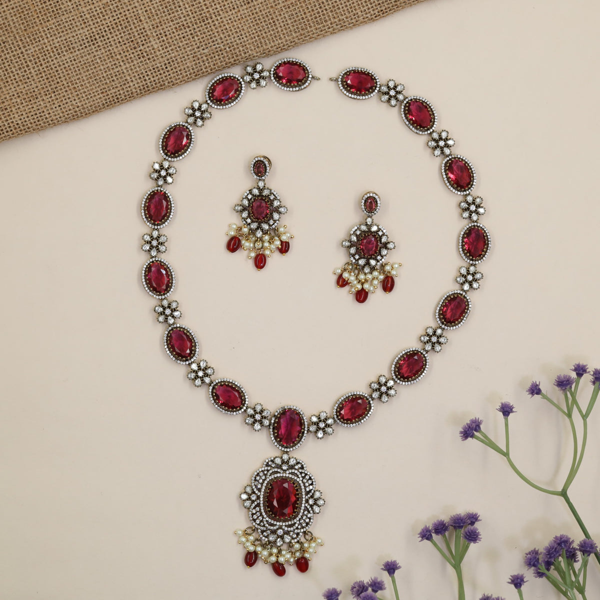 Kundan Long Haara with Oval Frames & Scalloped Pendant
